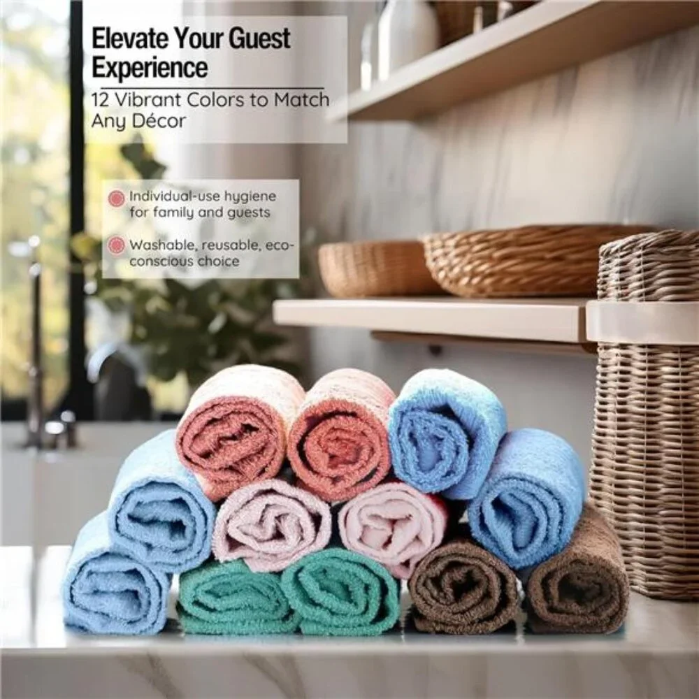 12 Pack Washcloths 13 Inch Cotton Face Towels Lint Free Soft Absorbent Bathroom